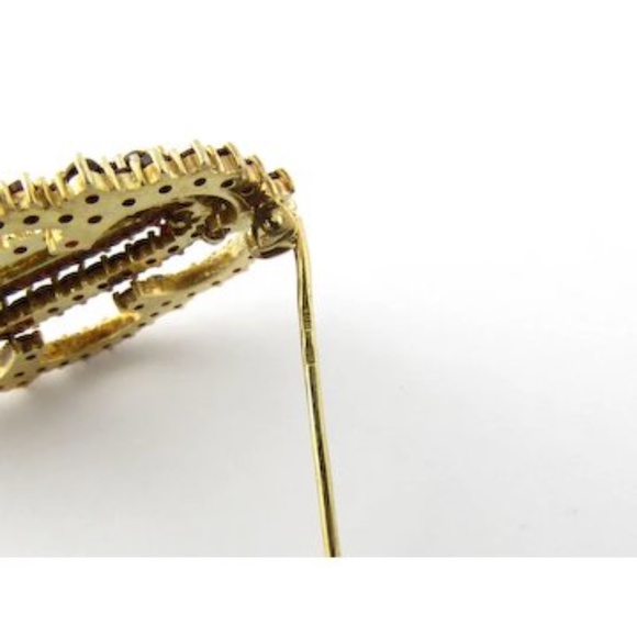 Antique Victorian Gold Wash 900 Silver Garnet Brooch #2965 - Picture 3 of 6